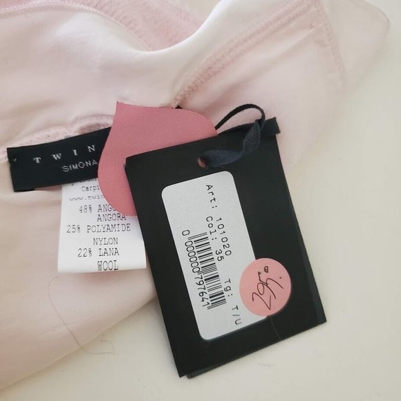 TWINSET Simona Barbieri Angora Blend Wrap Scarf Shawl $295 NWT PINK Lined 22x70 - Picture 3 of 3